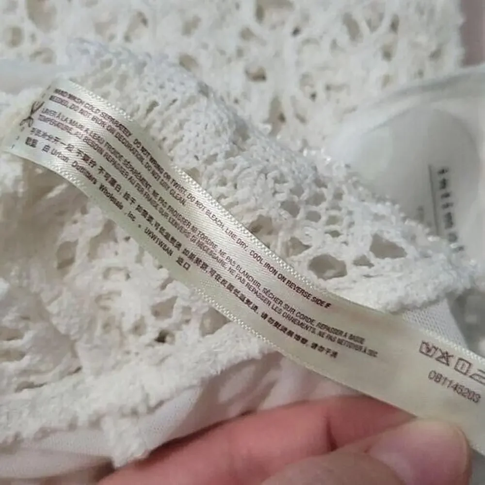 Free People White Hooked on Lace Knit Cotton Thong Bodysuit NEW Women's Small